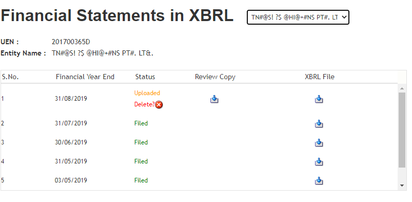 retrieving xbrl files previously lodged with acra explain common size statement